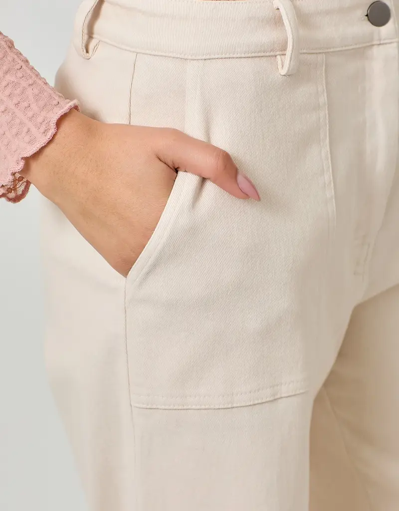 Washed Trousers With Front Patch Pockets