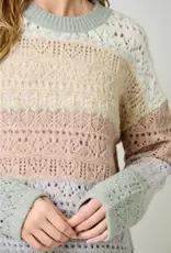 Color Blocked Pointelle Sweater