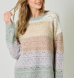 Color Blocked Pointelle Sweater