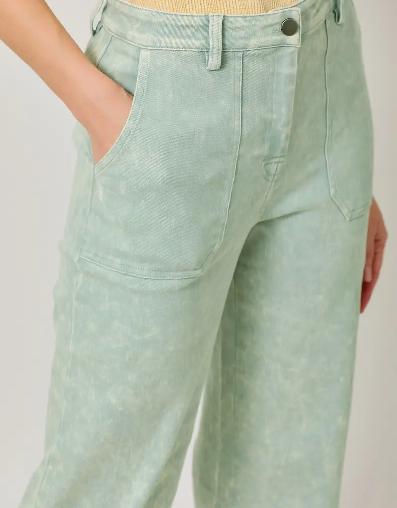 Washed Trousers With Front Patch Pockets