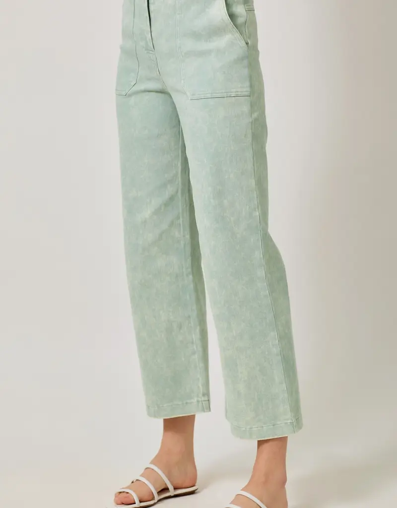 Washed Trousers With Front Patch Pockets