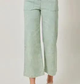 Washed Trousers With Front Patch Pockets