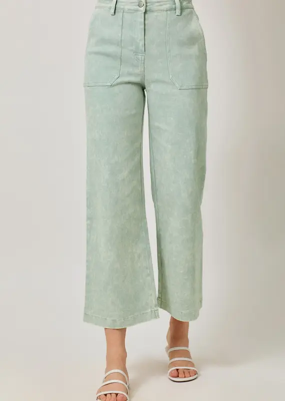 Washed Trousers With Front Patch Pockets