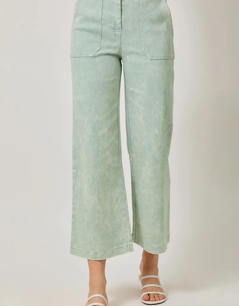 Washed Trousers With Front Patch Pockets