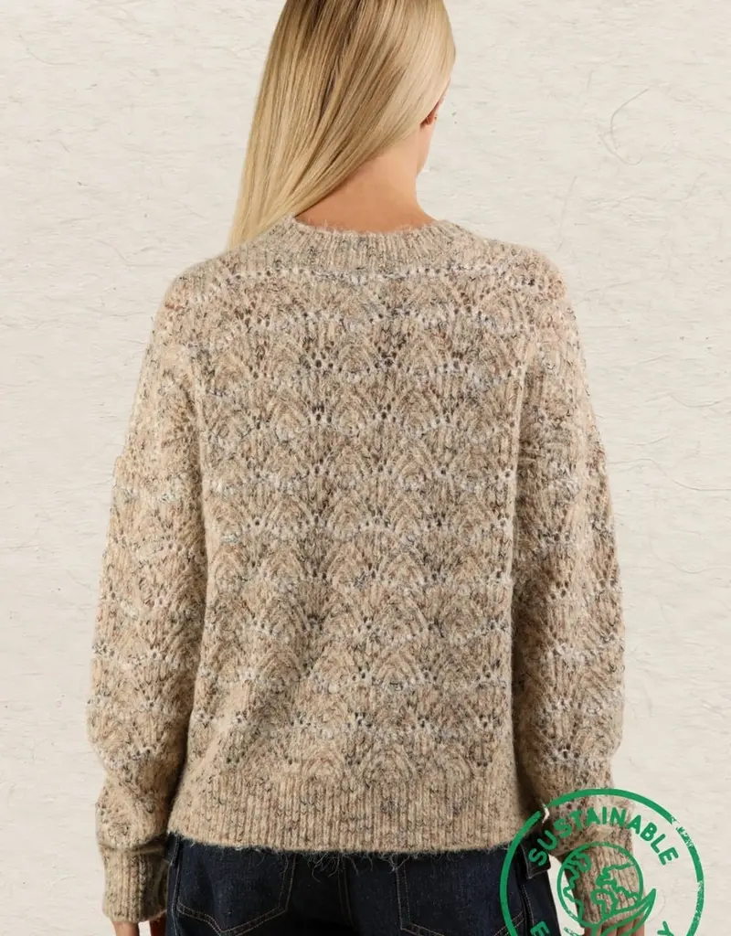 Wave Striped Soft Knit Pullover Sweater Top