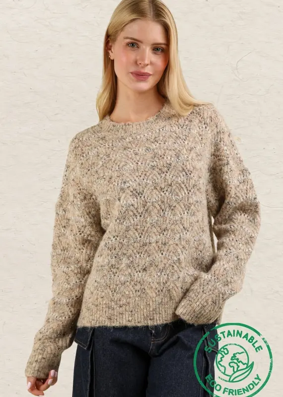 Wave Striped Soft Knit Pullover Sweater Top