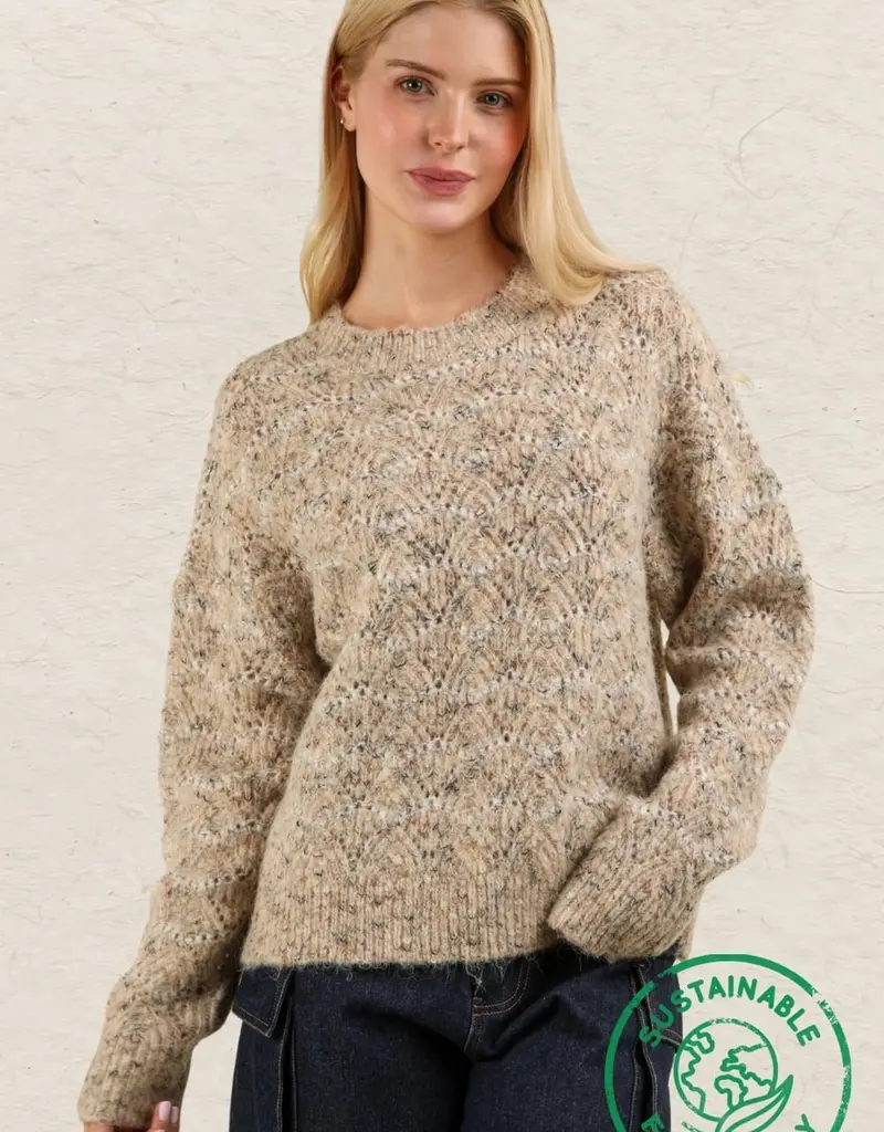 Wave Striped Soft Knit Pullover Sweater Top