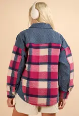 Denim Contrast Plaid Shacket Jacket