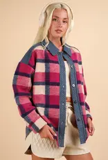 Denim Contrast Plaid Shacket Jacket
