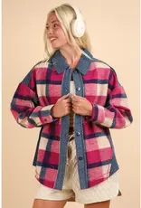 Denim Contrast Plaid Shacket Jacket