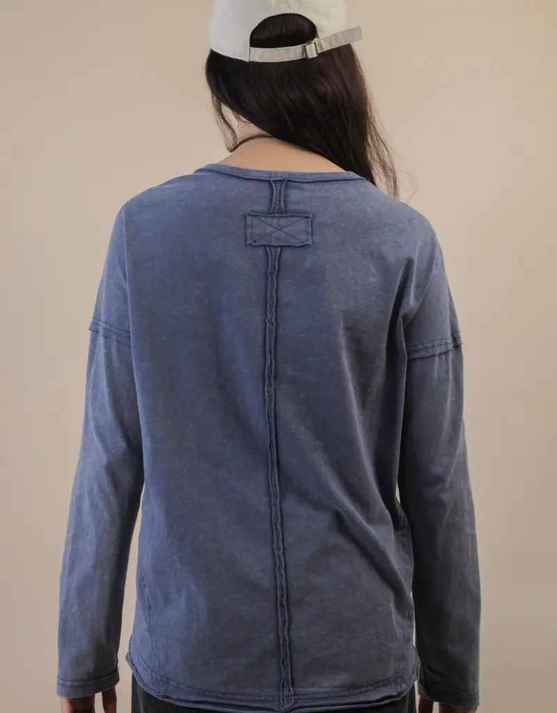 Mineral Washed Casual Knit Top