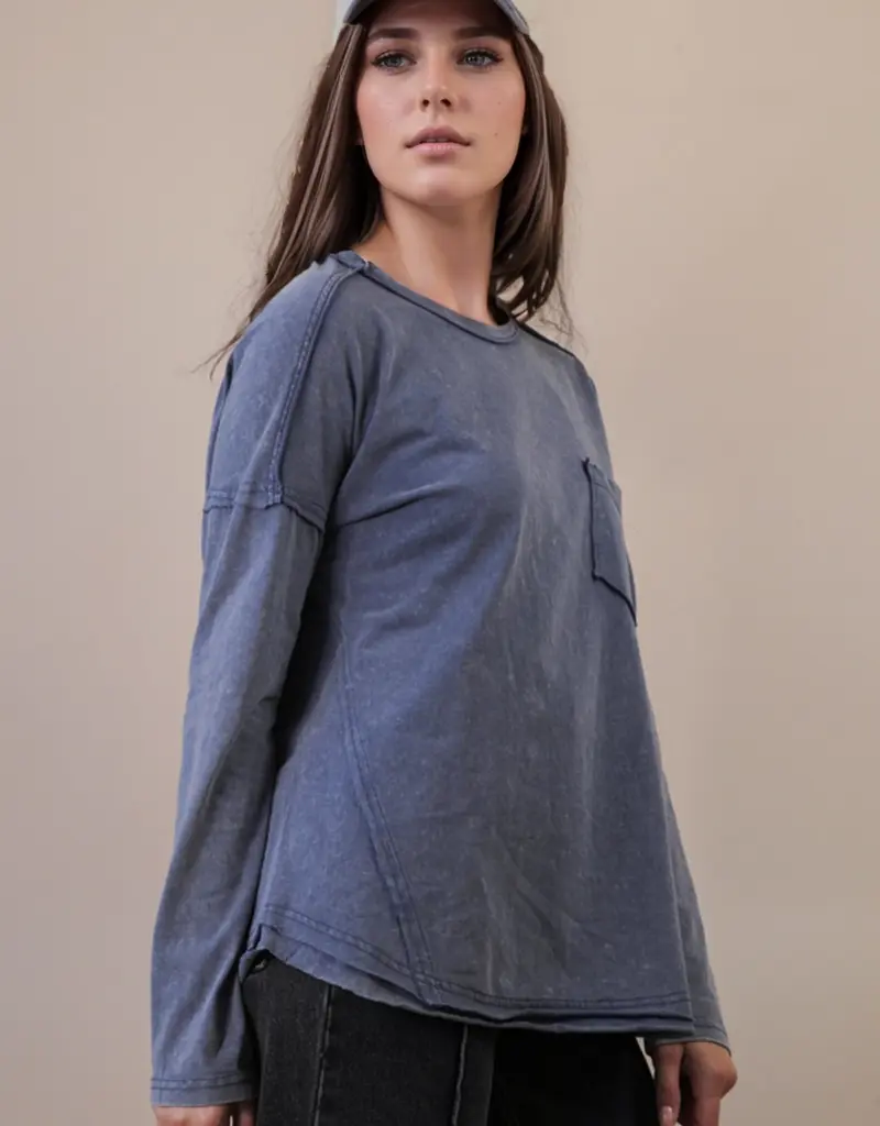 Mineral Washed Casual Knit Top