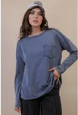 Mineral Washed Casual Knit Top