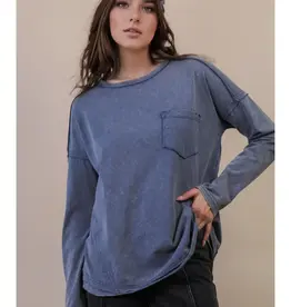 Mineral Washed Casual Knit Top