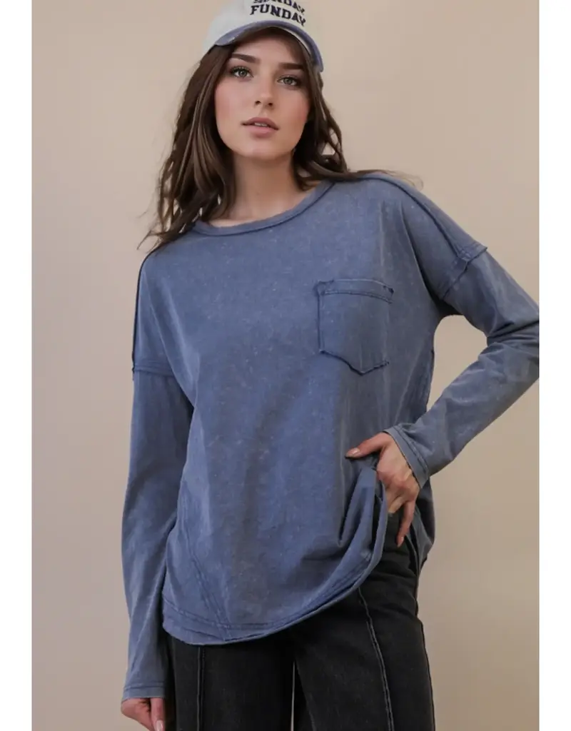 Mineral Washed Casual Knit Top