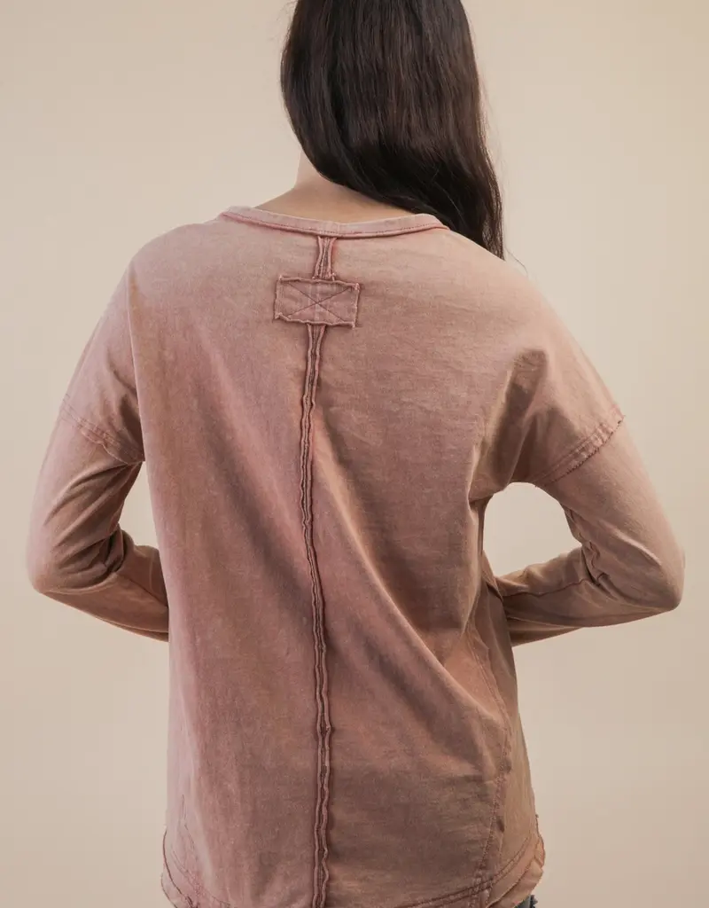 Mineral Washed Casual Knit Top