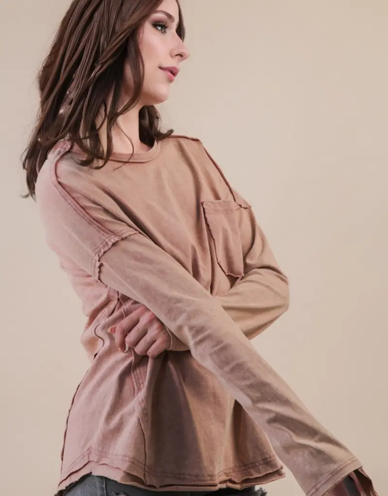 Mineral Washed Casual Knit Top