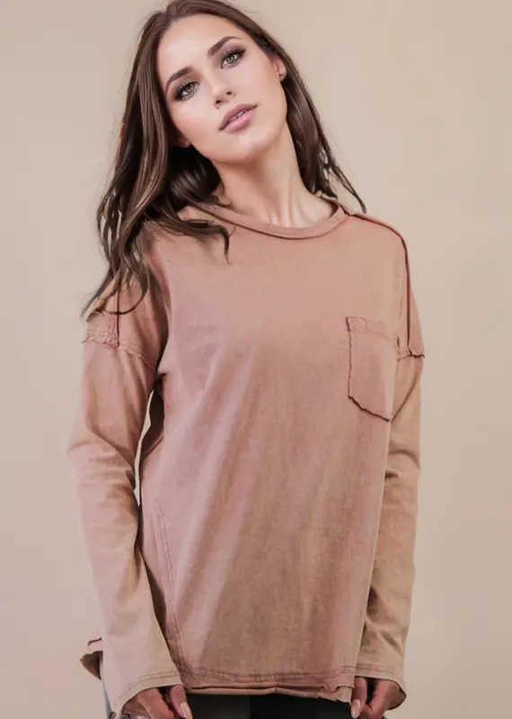 Mineral Washed Casual Knit Top