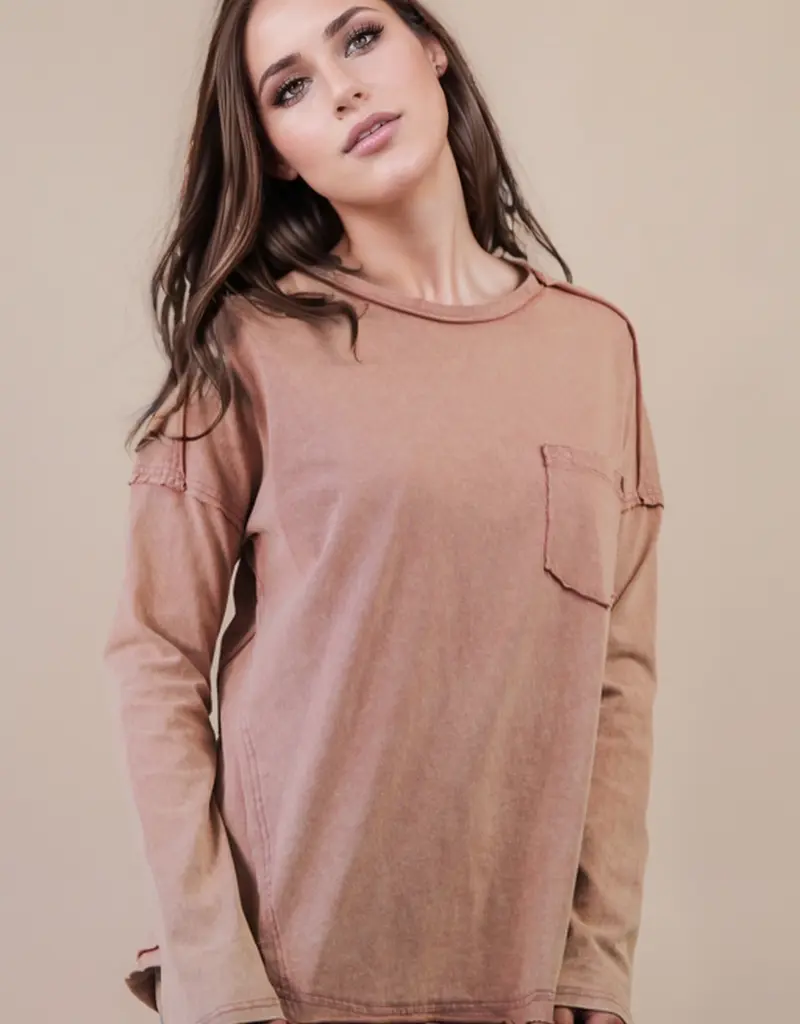 Mineral Washed Casual Knit Top
