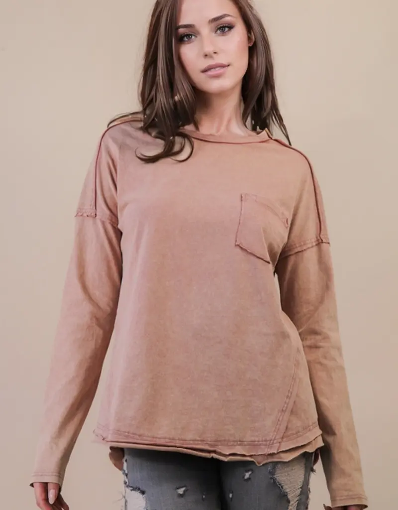 Mineral Washed Casual Knit Top