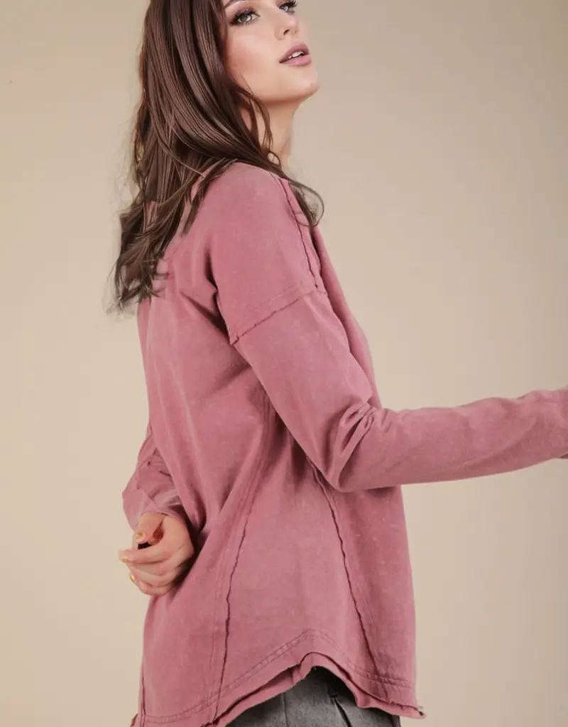 Mineral Washed Casual Knit Top