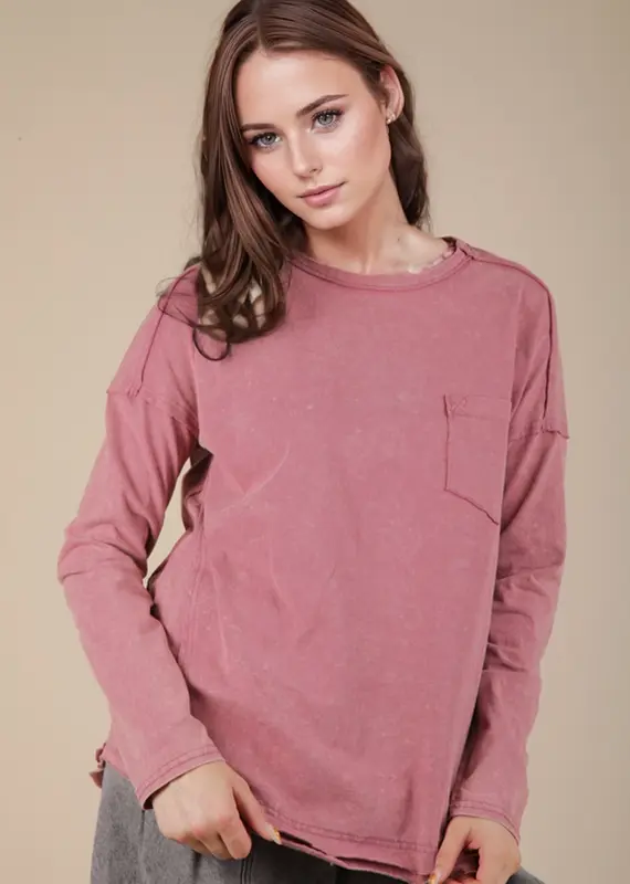 Mineral Washed Casual Knit Top