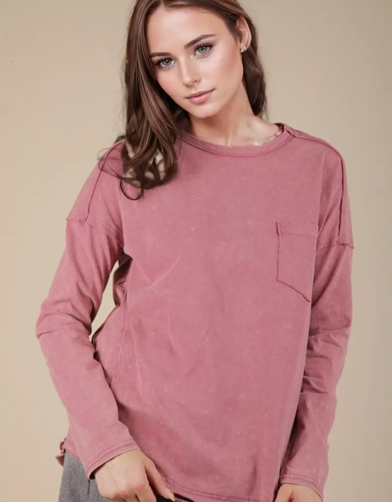 Mineral Washed Casual Knit Top
