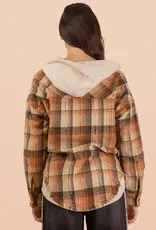 Oversized Flannel Hooded Button Down Jacket