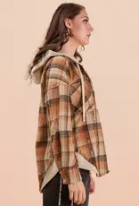 Oversized Flannel Hooded Button Down Jacket