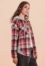 Oversized Flannel Hooded Button Down Jacket