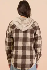 Flannel Hooded Oversized Button Down Jacket