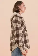 Flannel Hooded Oversized Button Down Jacket