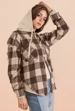 Flannel Hooded Oversized Button Down Jacket