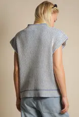 Ribbed Two Tone Knit Sweater Vest