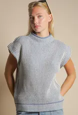 Ribbed Two Tone Knit Sweater Vest
