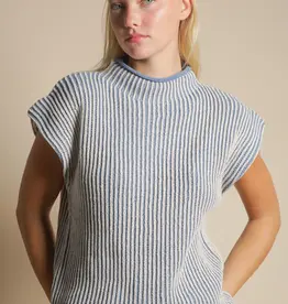 Ribbed Two Tone Knit Sweater Vest