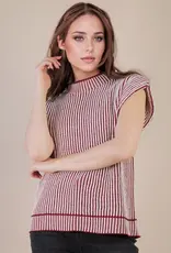 Ribbed Two Tone Knit Sweater Vest