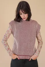 Ribbed Two Tone Knit Sweater Vest