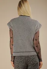 Ribbed Two Tone Knit Sweater Vest