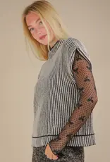 Ribbed Two Tone Knit Sweater Vest