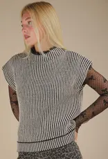 Ribbed Two Tone Knit Sweater Vest