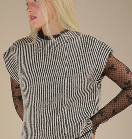 Ribbed Two Tone Knit Sweater Vest