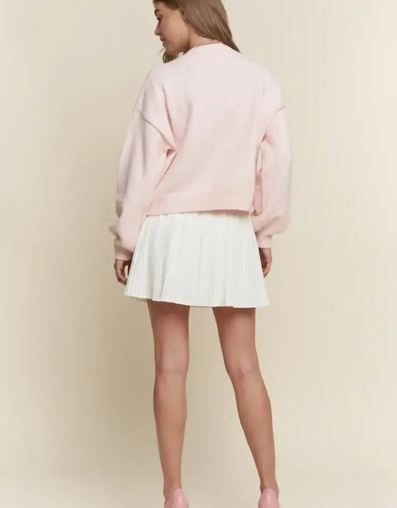 Hearts Pearl Embroidered Sweater