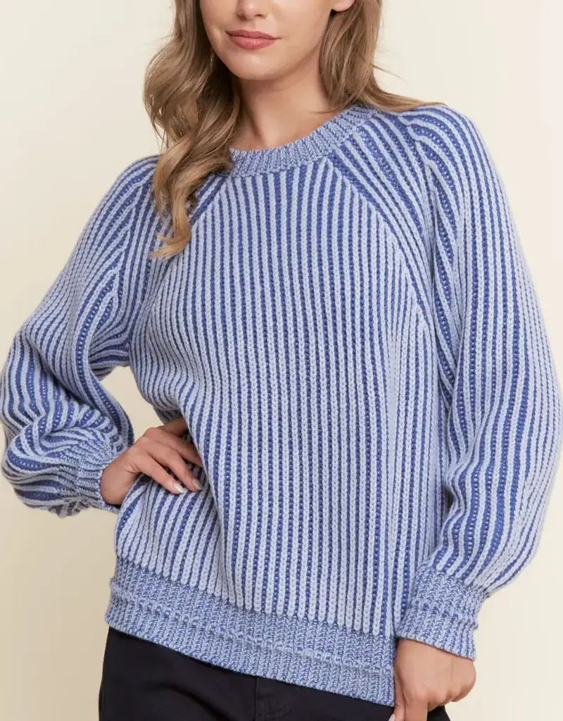 Ribbed Stripe Knit Sweater Top