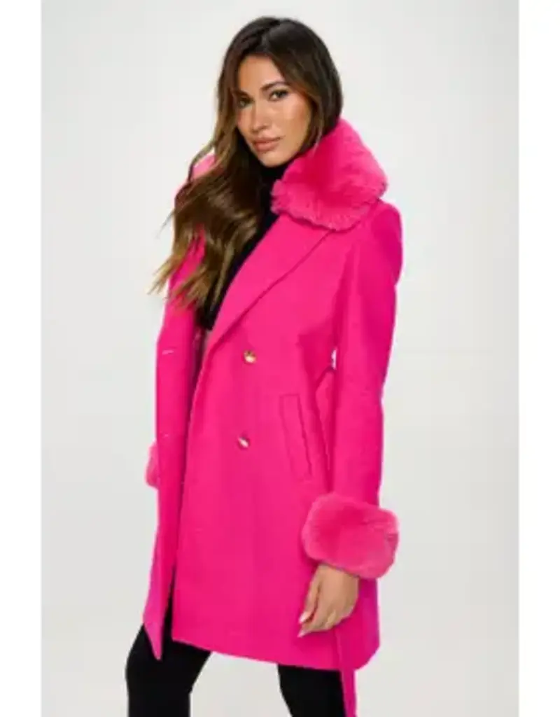 Enchantment Faux Fur - Trimmed Belted Coat