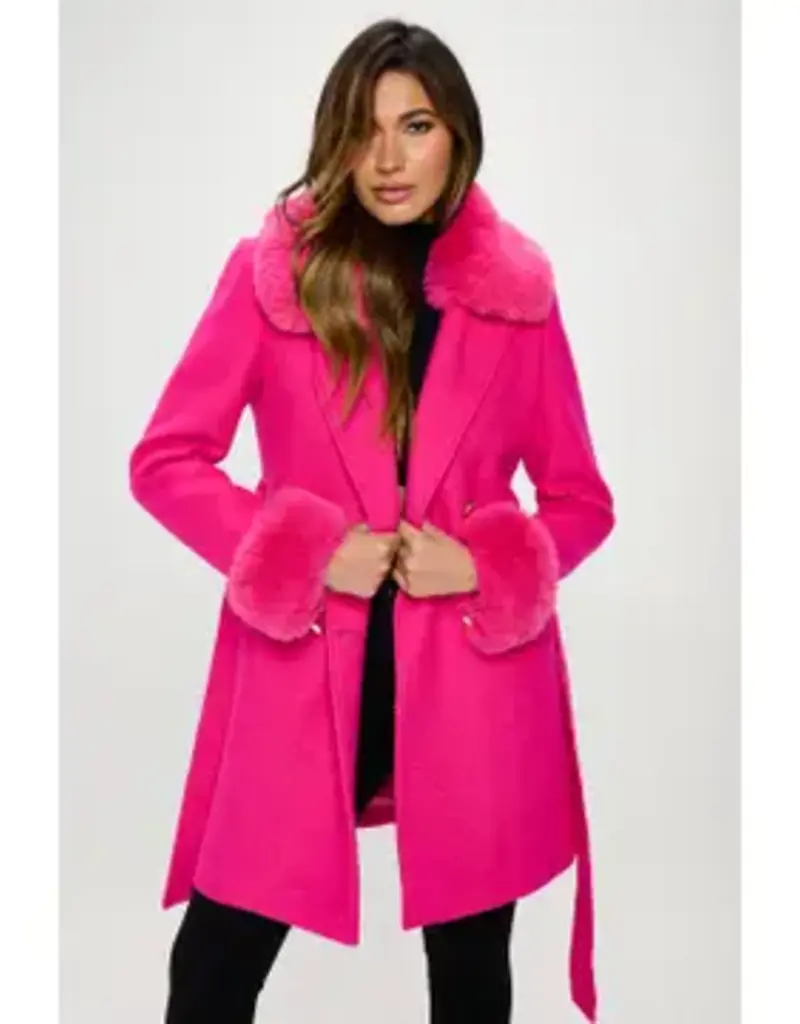 Enchantment Faux Fur - Trimmed Belted Coat