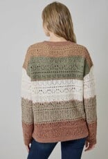 Color Blocked Pointelle Sweater