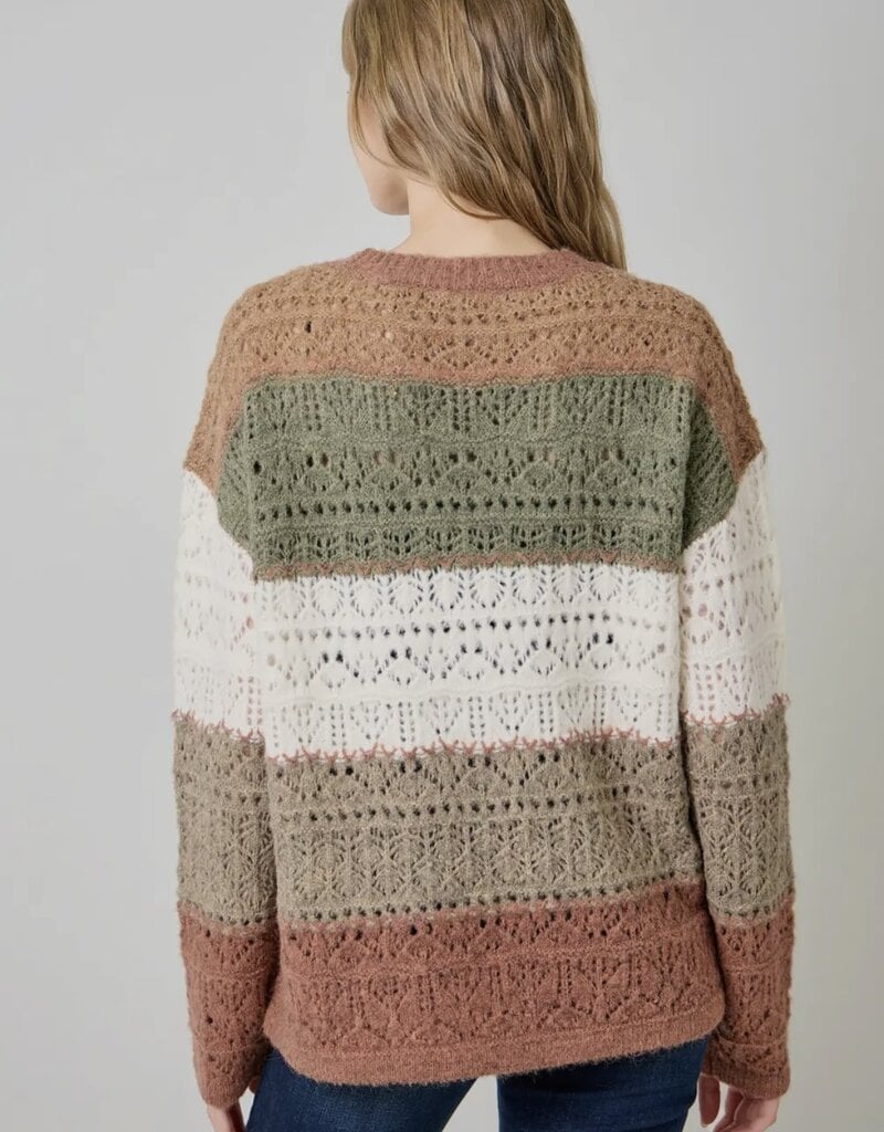 Color Blocked Pointelle Sweater