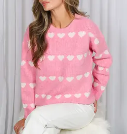 Sweet Hearts Embellished Cozy Knitted Sweater