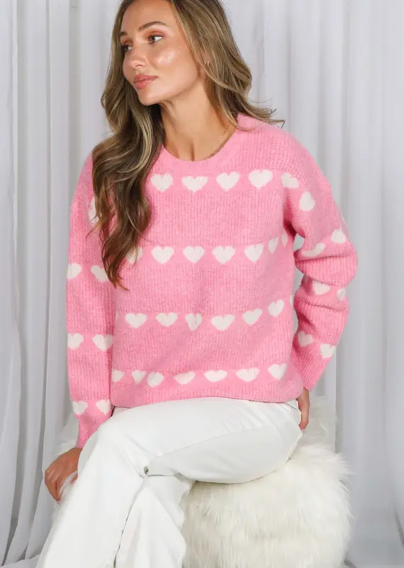 Sweet Hearts Embellished Cozy Knitted Sweater
